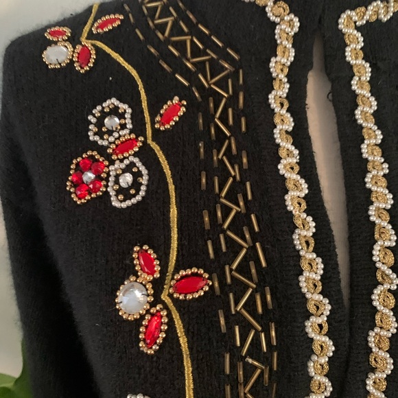 1980's Pierre Cardin, designer Womens Totally 80s Beaded Cocktail Sweater - Picture 4 of 9